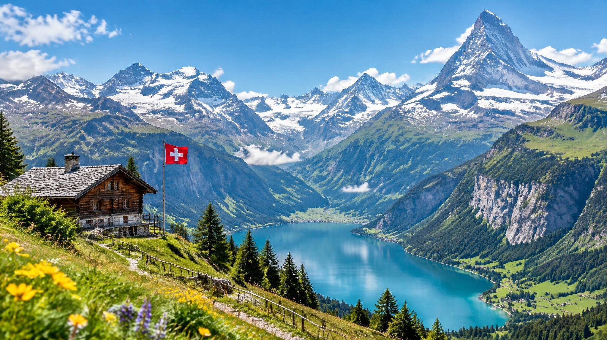 swiss alps mountain view